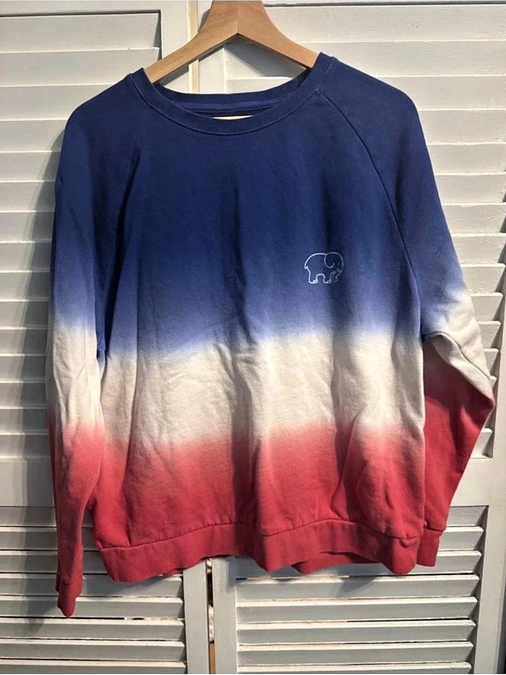 Ivory Ella Ombre Save The Elephants Unisex Sweatshirt Blue & Red Small